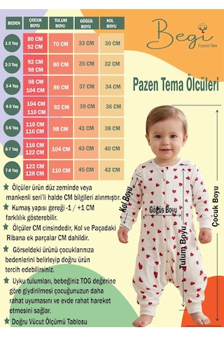 Begi Pazen Kumaş Uzun Kollu Kolu Çıkabilen Çocuk Uyku Tulumu %100 Pamuk 1.0 Tog Bej