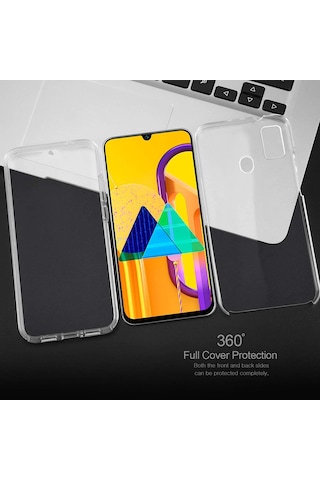 Teknomoda Samsung Galaxy Uyumlu M21 360 Kılıf Şeffaf Ön Arka Korumalı Silikon