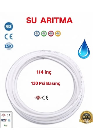 Su Arıtma Cihazı Hortumu Beyaz 6 Mm 1/4 Inç Tüm Arıtma Cihazlarına Uyumlu 5 Metre
