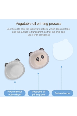 Sones Bambu Elyaf Çocuk Sofra Takımı Ev Sevimli Karikatür Bebek Maması Takviyesi Tabak Seti 042 Aslan