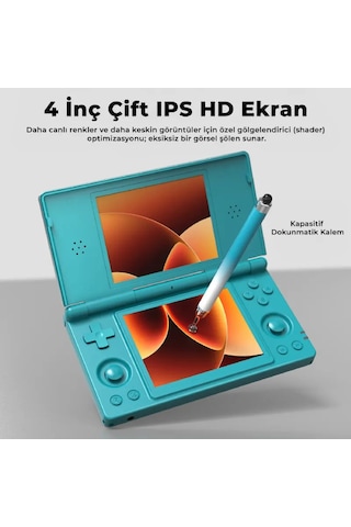 Rg Ds Çift Ekranlı Retro El Oyun Konsolu 3 Gb Ram 32 Gb Mavi - Çift 4 İnç Ips Dokunmatik Ekran Kapaklı Tasarım Android 14 Stylus Dokunmatik Kalemli Nds 3ds Psp Uyumlu Taşınabilir Oyun Cihazı