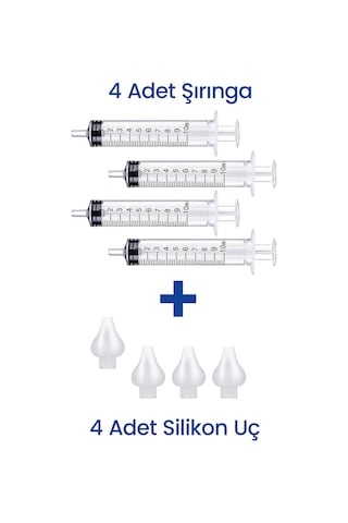 Bebek Burun Yıkama Şırıngası 4'lü Nazal Aspiratör Şırınga Temizleme Aparatı