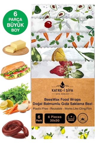 6 Parça Tekrar Kullanılabilen Balmumu Gıda Saklama Bezi Beeswax Food Wraps Mumo Çok Renkli