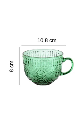 2 Kişilik Yeşil Cam Kupa Seti 440 Ml Beyaz