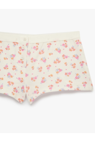 Koton Rahat Kesim Düğmeli Çiçekli Şort Pijama Altı Lila Desenli 6slk80028mk