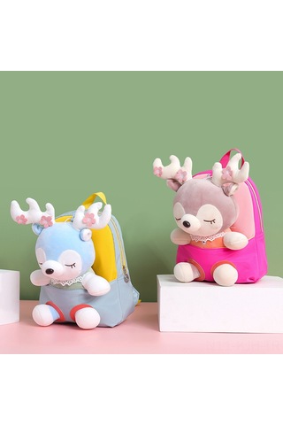 Jeehugo Küçük Çocuklar İçin Pembe Geyik Desenli Yumuşak Plüş Çanta - Okul Çantası, Hafif Ve Şık, Dayanıklı Materyal