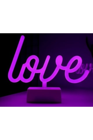 Neon Işıklı Love Yazılı Masa Gece Lambası Çok Renkli