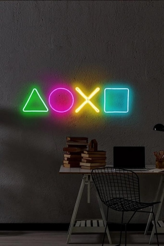 Play Station - Led Dekoratif Duvar Aydınlatması Neon Duvar Yazısı Sihirli Led Mesajlar
