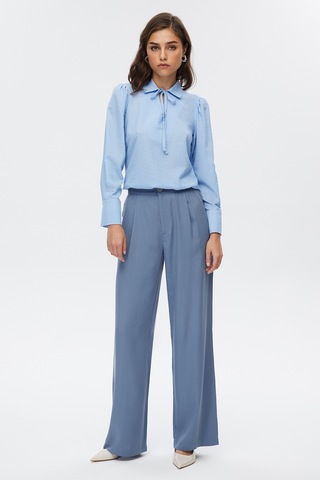 Stella Pulvis Mavi Pileli Wide Leg Pantolon 001