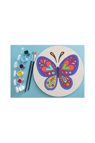 2li Mandala Boyama Seti- 2 Desenli Plaka-6 Renk Akrilik Boya-2 Ad