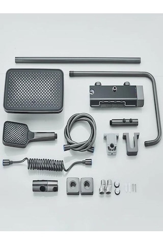 Piyano Gri Robot Tepe Duş Seti Yağmur Tepe Banyo 4 Tuşlu Batarya Dahil Antrasit Duş Seti Antrasit