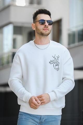Oksit Trc 2719 Üç İplik Şardonlu Sırt Baskılı Bisiklet Yaka Oversize Erkek Sweatshirt 001