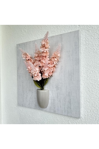 Kabartma Dokulu, Pembe Şebboy Çiçekli 3d Tablo