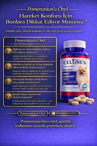 Flexible Premium Eklem Desteği Köpek Tableti 75 Adet Pomeranian