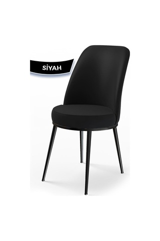 Canisa Concept Dexa Serisi, Üst Kalite Yemek Odası Sandalyesi, Metal Siyah Iskeletli, 6 Adet Siyah Sandalye Siyah Sandalye