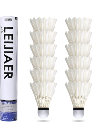 Geeksen Leıjıaer Profesyonel/başlangıç Seviyesi 12 Adet Toptan Badminton Topu - Dayanıklı Tüylü, Hızlı Ve Rüzgar Direncili, İç/ön Dış Kullanım