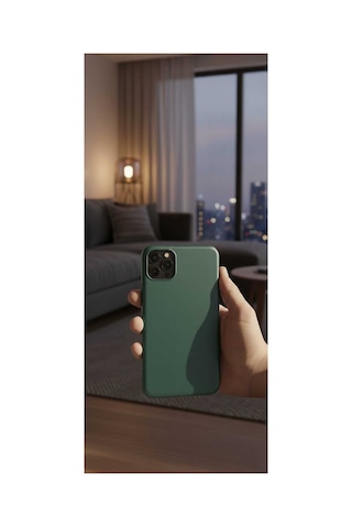 İphone 11 Pro Max Silikon Kılıf Esnek Darbe Emici Koruyucu Telefon Kılıfı Koyu Yeşil