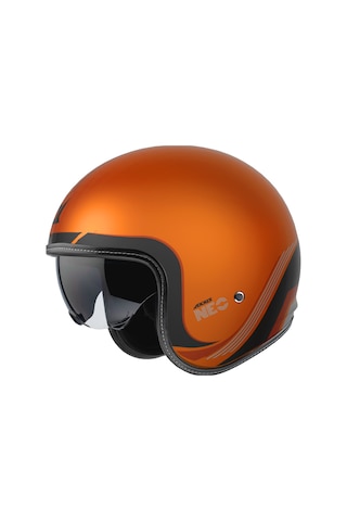 Motosiklet Kaskı Retro Güneş Vizörlü Hornet S Sv Neo C4 Mat Turuncu Motorcu Kask Çok Renkli