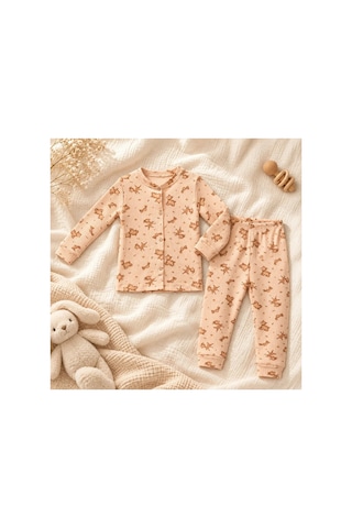 Cerenbebe Kız Çocuk Pijama Takımı Ceylan Desenli Yavruağzı