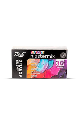 Rich Mastermix Akrilik Boya 60 Cc Süper Set 30 +boya Sanat Seti Fırça Karışık Renk