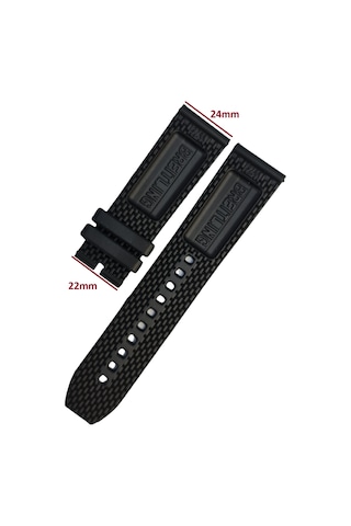 Breitling Modeli 24mm Siyah Renk Silikon Saat Kordonu