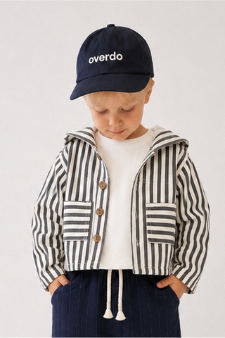 Overdo Kids Erkek Çocuk Çizgili Mevsimlik Kot Ceket Füme