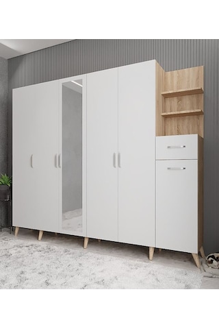 Açelya Portmanto Vestiyer Meşe Beyaz  M7 270 cm