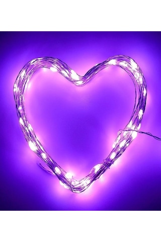 Ev Balkon Ve Parti İçin 10 Metre Pilli Mor Renk Peri Led Yılbaşı Süsü Işık Mor