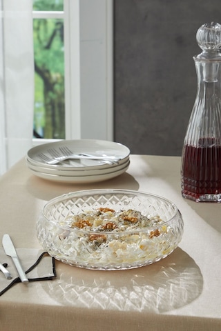Selen Concept Kafes Model El Yapımı Büyük Boy Cam Salata Kasesi Şeffaf