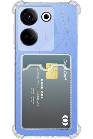 Tecno Camon 20 4g Kapak Kamera Korumalı Kartlıklı Darbe Emici Özellikli Şeffaf Silikon Kılıf Şeffaf