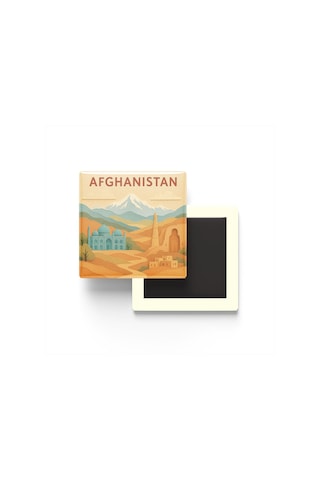 Afganistan - Afghanistan - Paper Cut Art - Baskılı Buzdolap Magneti Kare - 9x9 Cm