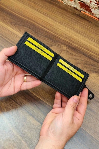 Erkek Cüzdan Bozuk Para Cepli Çıtçıtlı Kapak 8 Kart Cepli Modern Tasarım Siyah Renk Siyah