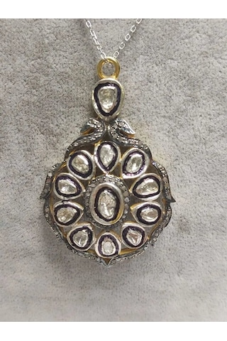 925 Gümüş Ve Polki Elmas Tasarım Kolye 302