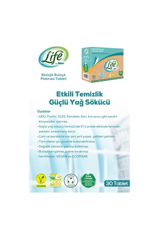 Life by Fakir Ekolojik Vegan Bulaşık Makinesi Deterjanı 30 Tablet