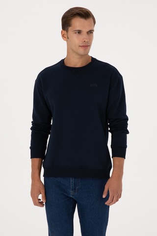 U.S. Polo Assn. Erkek Comfort Fit Bisiklet Yaka Şardonlu Lacivert Basic Sweatshirt 50313757-VR033