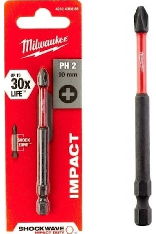 Milwaukee Bits Uç Ph2 90 Mm. 1'Li Paket  Shockwave