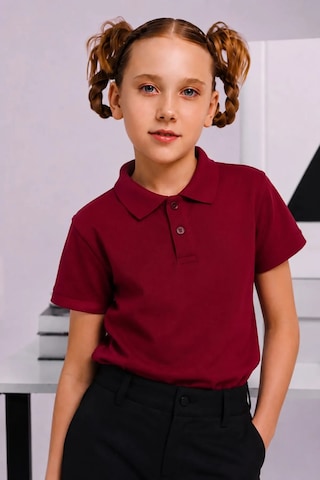 Minigimin Cicileri Polo Yaka Kısa Kol Unisex Çocuk Okul Tşörtü - Bordo