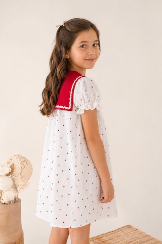Eray Alp Kids Kız Çocuk Kalp Desenli Müslin Elbise Yazlık Günlük Model Kırmızı