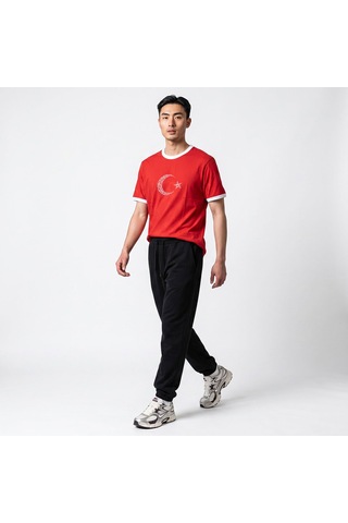 Sportive Türkiye Baskılı Unisex Kırmızı Günlük Stil T-shirt 26du0003-krm