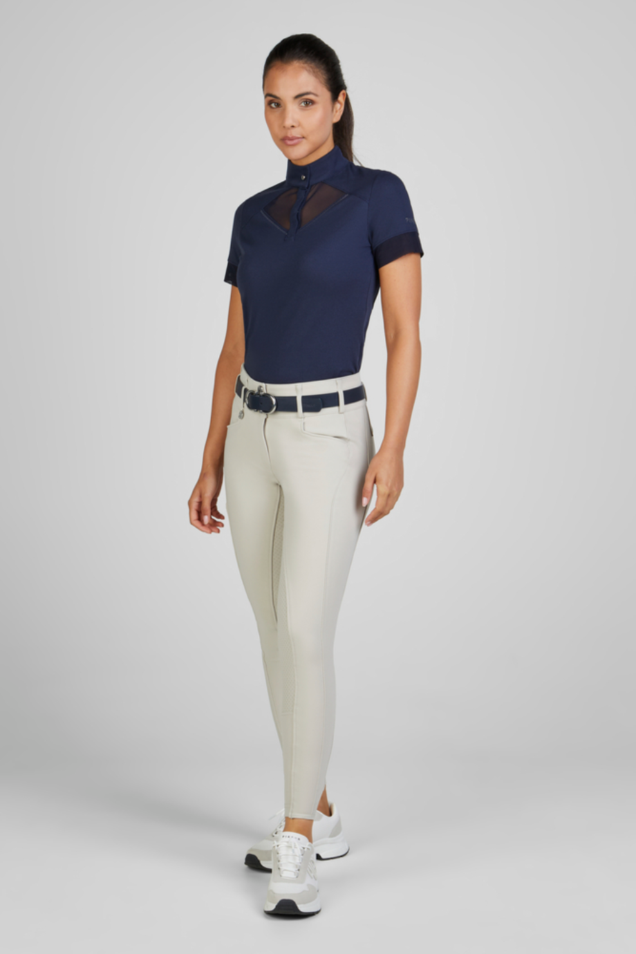 Pikeur Pique Shirt 7230 Lüks Tül Detaylı Kadın Spor Tişört Lacivert