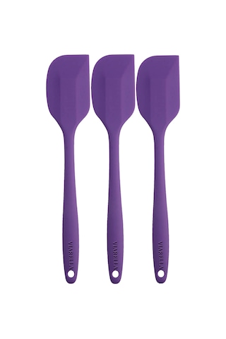Silikon Kaşık Spatula Seti 6lı Yanmaz Yapışmaz Çizmez Mor27cm