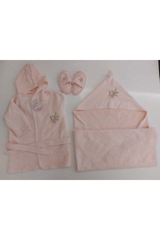 Bebessi %100 Pamuk Bornoz Seti Pudra Somon Bbss.smn.3980 Somon