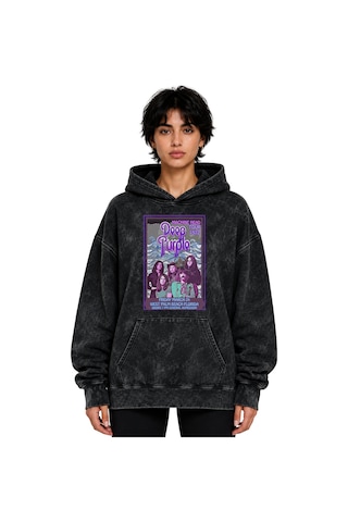 Sevbano Deep Purple Rock Metal Müzik Grubu Baskılı Unisex Oversize Yıkama Siyah