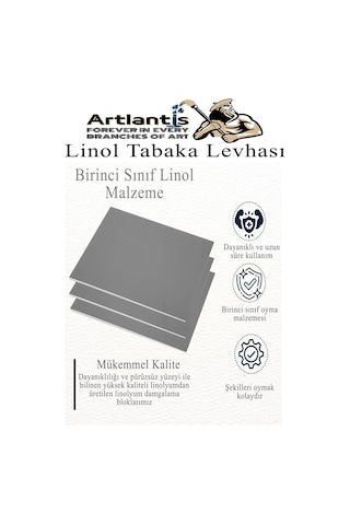 Linol Tabaka Levhası 35x50 Cm 2mm Gri 1 Adet Linolyum Tabaka Gri Linol Muşamba Baslı Levha