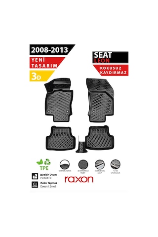 Seat Leon 2008-2013 3d Havuzlu Paspas Tam Uyumlu Su Geçirmez, Kaymaz