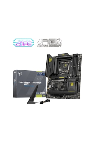 MSI MAG B860 TOMAHAWK WIFI 9200 MHz (OC) DDR5 Soket LGA1851 M.2 HDMI DP Thunderbolt ATX Anakart