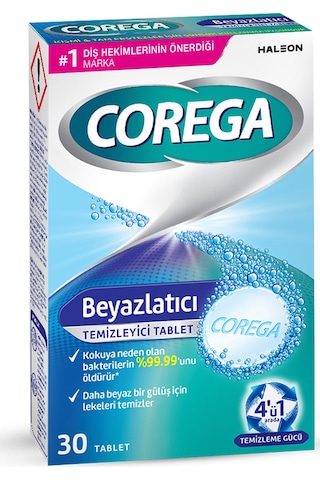 Corega Beyazlatıcı Diş Protezi Temizleyici Tablet 30'lu