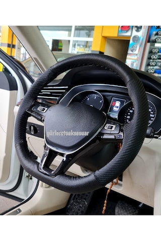 Fiat Egea Uyumlu Dikmeli Direksiyon Kılıfı Noktalı-Karbon Siyah