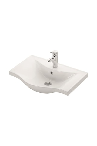 Yıldız Banyo Dolabı 65 Cm Ayaklı Beyaz Mdf Alt Modül Ve Lavabo Beyaz