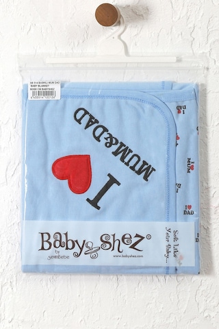 %100 Pamuklu Yenidoğan Çift Katlı Penye Bebek Battaniyesi Sb 514 Mavi Mavi